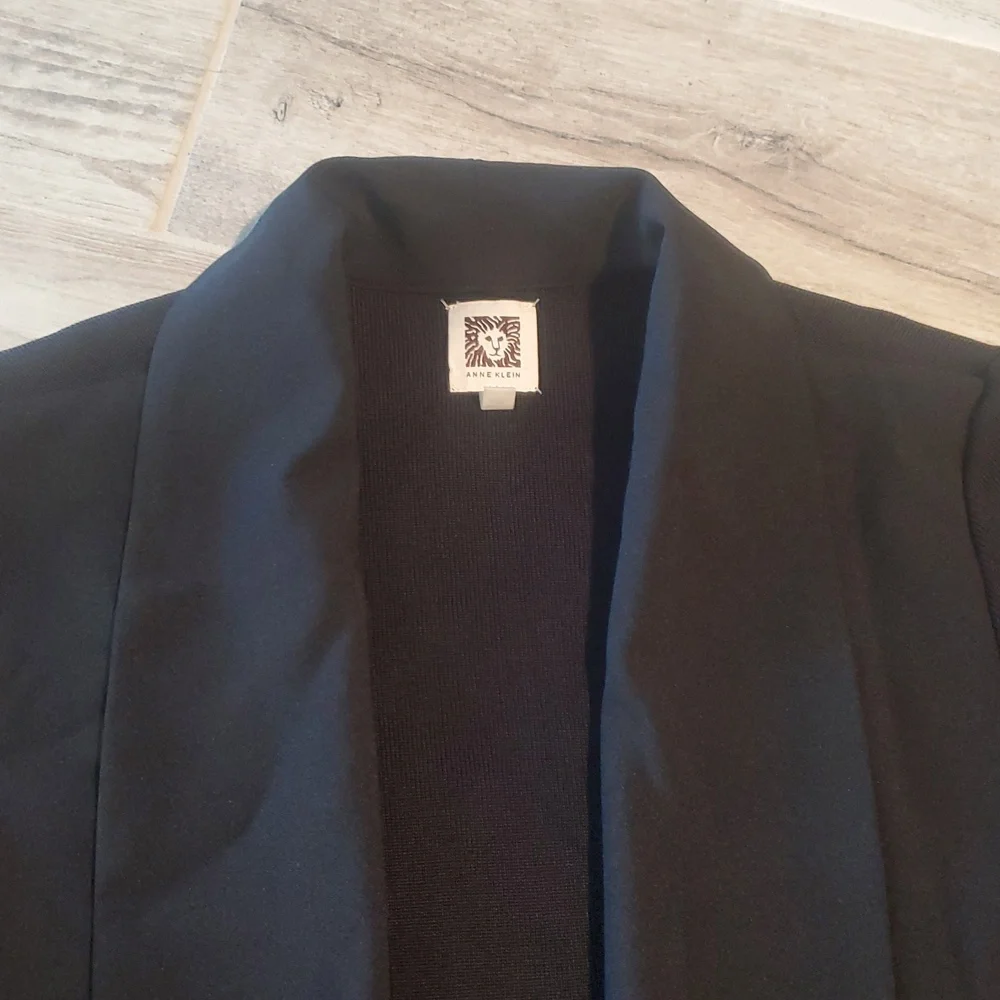 Anne Klein Womens Black Knit Viscose Blazer Jacket Medium Office Work Formal - Picture 2 of 8